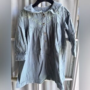 Kate Quinn Organic Cotton Blue Embroidered dress
